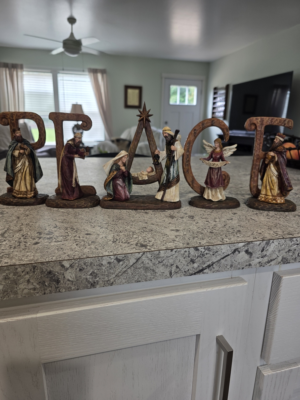 Rustic Red and Cream Nativity Word Figurine Set - Home Accents